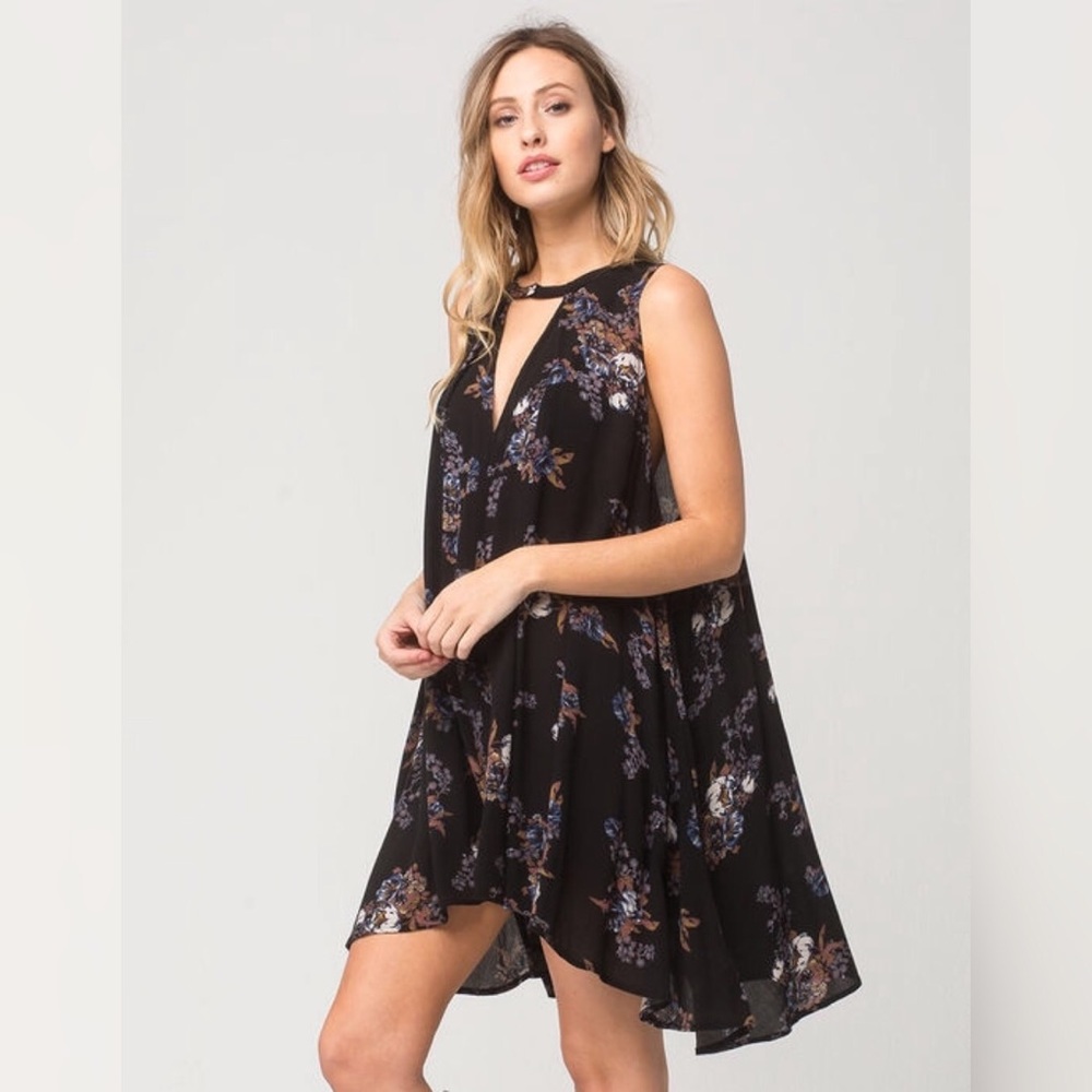NWOT Free People Tree Swing black floral dress